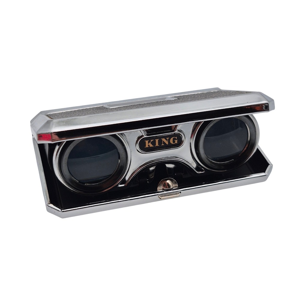 KING Coated Lenses Folding Binoculars Opera Glasses 2.5x Made in Japan Vintage